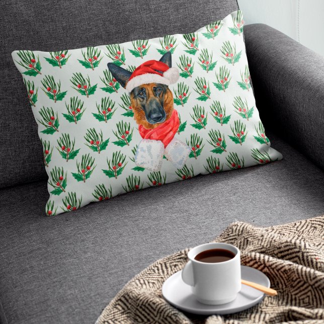 Kerstmis Duitse Herdersden Pine Kerst Decoratie Accent Kussen (Creator heeft geüpload)