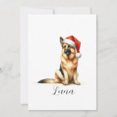 Kerstmis Duitse Herdershond Kerstman Hoed Feestdagenkaart (Voorkant)