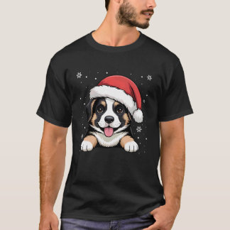 Kerstmis Duitse Herdershond met Kerstman Hoed Huis T-shirt