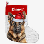 Kerstmis Duitse Herdershond met naam van de hond Grote Kerstsok (Voorkant)