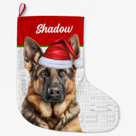 Kerstmis Duitse Herdershond met naam van de hond Grote Kerstsok