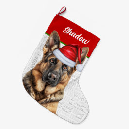 Kerstmis Duitse Herdershond met naam van de hond Grote Kerstsok