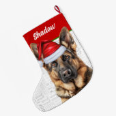 Kerstmis Duitse Herdershond met naam van de hond Grote Kerstsok (Achterkant (Hangend))