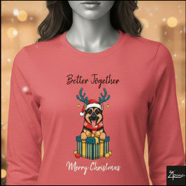 Kerstmis Duitse Herdershond Rendier Cadeau Grafisc Tri-Blend Shirt
