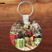 Kerstmis - Duitse Herdershond X - Bailey Sleutelhanger (Voorkant)