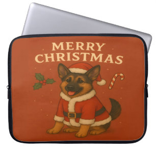 Kerstmis Duitse Herdershond Xmas Kerstman Hond Laptop Sleeve