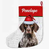 Kerstmis Duitse Staande Hond met Naam Woof Grote Kerstsok (Achterkant)