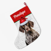 Kerstmis Duitse Staande Hond met Naam Woof Grote Kerstsok (Achterkant (Hangend))