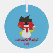 Kerstmis Duitse vlag sneeuwman Glas Ornament (Achterkant)