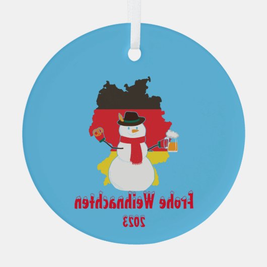 Kerstmis Duitse vlag sneeuwman Glas Ornament (Achterkant)