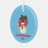 Kerstmis Duitse vlag sneeuwman Glas Ornament (Voorkant links)