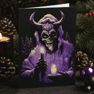 Kerstmis Duivel Gehoornde Schedel Gotische Horror Feestdagenkaart