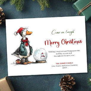 Kerstmis Dwaze Gans Cartoon Humor Wenskaart Feestdagenkaart