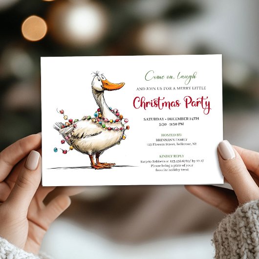 Kerstmis Dwaze Gans Speelse Whimsical Feestje Kaart