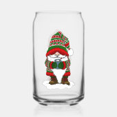 Kerstmis Dwerg Rood Groen Winter Schattig Blikvorm Glas (Voorkant)