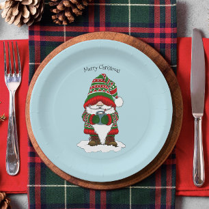 Kerstmis Dwerg Rood Groen Winter Schattig Papieren Bordje