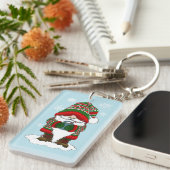 Kerstmis Dwerg Rood Groen Winter Schattig Sleutelhanger (Voorkant Rechts)