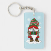 Kerstmis Dwerg Rood Groen Winter Schattig Sleutelhanger (Voorkant)