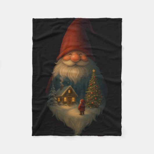 Kerstmis Dwerghut Fleece Deken – Vintage (Voorkant)