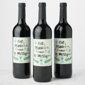 Kerstmis/Eat-Drink & BE Merry Wine Label Wijn Etiket (Flessen)