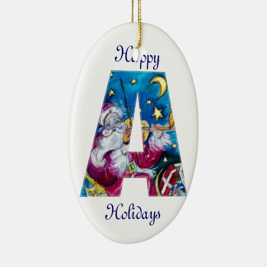 KERSTMIS EEN BRIEF / GEÏNSPIREERD KERSTMAN MONOGRA KERAMISCH ORNAMENT (Rechts)