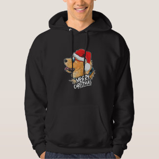 Kerstmis Een Gouden Hond Sinterklaas Hoed Op Xmas Hoodie