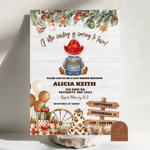 Kerstmis Een Kleine Cowboy Baby Shower Uitnodiging