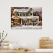 Kerstmis - Eén koude winterochtend Poster (Keuken)