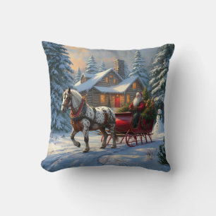 Kerstmis Een-paard Slede Kerstman Kussen