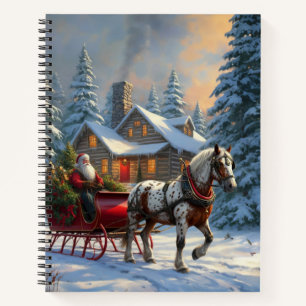 Kerstmis Een-paard Slede Kerstman Notitieboek