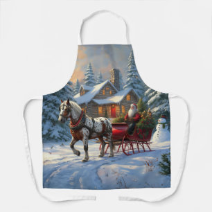 Kerstmis Een-paard Slede Kerstman Schort