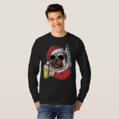 Kerstmis Een Pitbull Hond Santa Hoed T-shirt (Voorkant volledig)