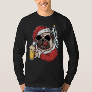 Kerstmis Een Pitbull Hond Santa Hoed T-shirt