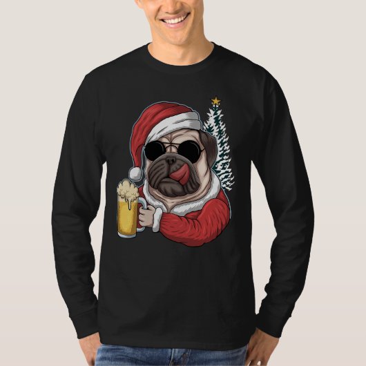 Kerstmis Een Pitbull Hond Santa Hoed T-shirt (Voorkant)