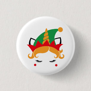 Kerstmis Eenhoorn Elf Knop Ronde Button 3,2 Cm