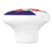 Kerstmis, eenhoorn en poinsettia keramische knop (Zijkant)