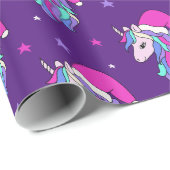 Kerstmis-eenhoorn in Santa hat Cadeaupapier (Rol Hoek)