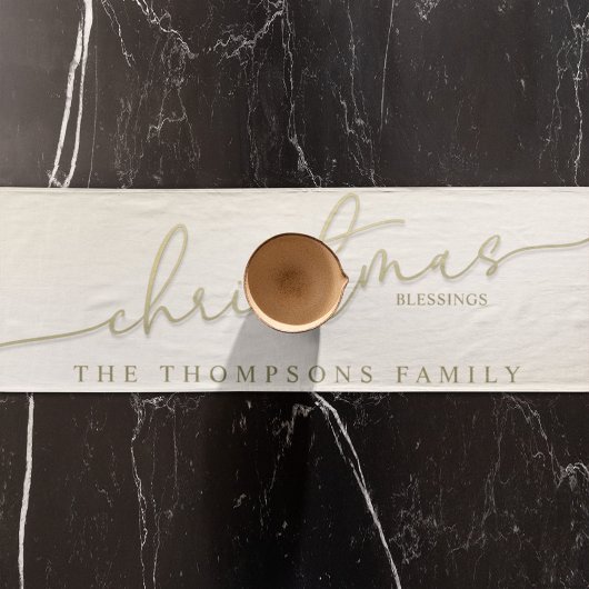 Kerstmis Eenvoudige Gouden Kalligrafie Script Zege Korte Tafelloper