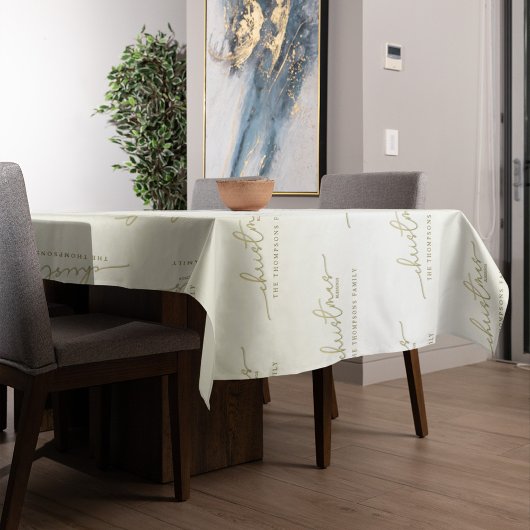 Kerstmis Eenvoudige Gouden Kalligrafie Script Zege Tafelkleed