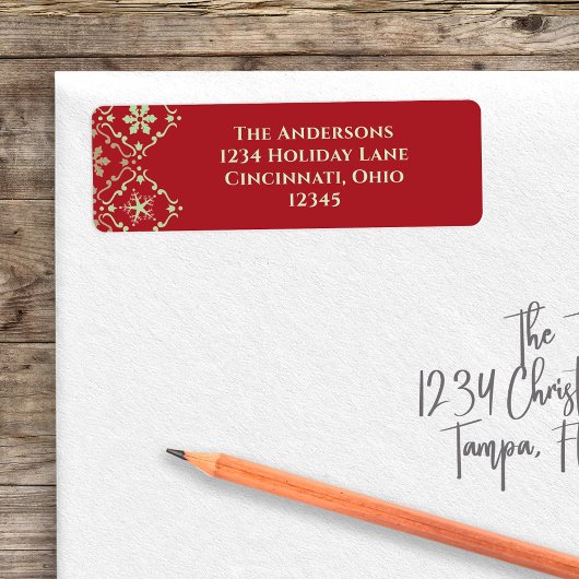 Kerstmis Eenvoudige Groene Sneeuwvlok Klassiek Pat Etiket