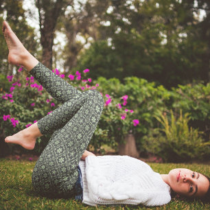 Kerstmis Eenvoudige Groene Sneeuwvlok Winterpatroo Leggings