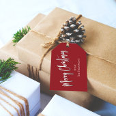 Kerstmis Eenvoudige Vakantie Rode Kalligrafie Scri Cadeaulabel