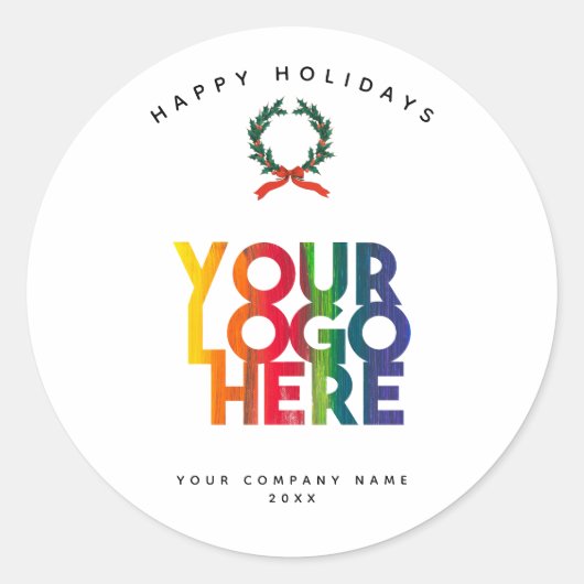 Kerstmis - Eenvoudige zakelijke Logo -  Wreater Ronde Sticker (Voorkant)