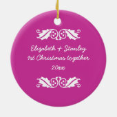 Kerstmis eerste damast foto ornament voor koppels (Achterkant)