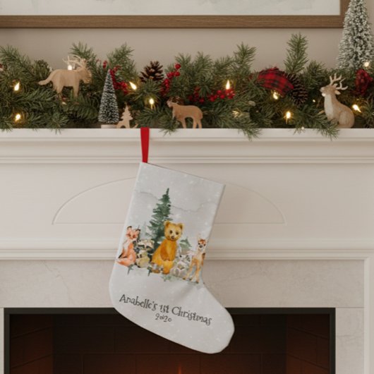 Kerstmis eerste kerst bosdier waterverf kleine kerstsok