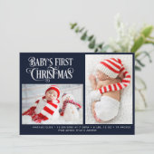 KERSTMIS ÉÉRSTE KERST kind geboorteaankondiging Feestdagenkaart (Staand voorkant)