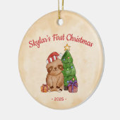Kerstmis eerste kerst van de luiaard keramisch ornament (Links)
