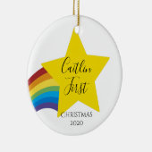 Kerstmis, eerste kerstkerstfeest, nieuwe baby, keramisch ornament (Rechts)