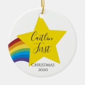 Kerstmis, eerste kerstkerstfeest, nieuwe baby, keramisch ornament (Voorkant)