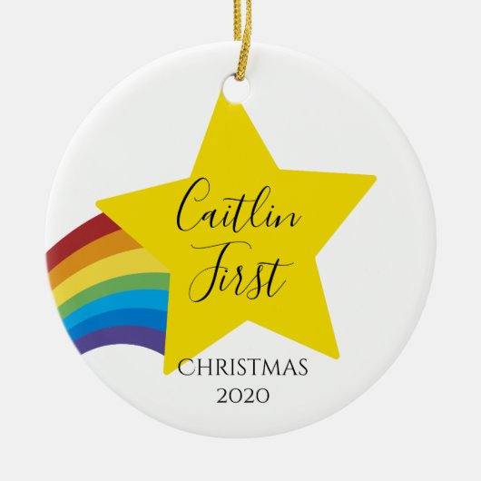 Kerstmis, eerste kerstkerstfeest, nieuwe baby, keramisch ornament (Voorkant)